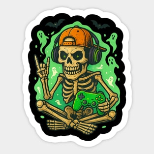 Halloween Skeleton Gamer Sticker
